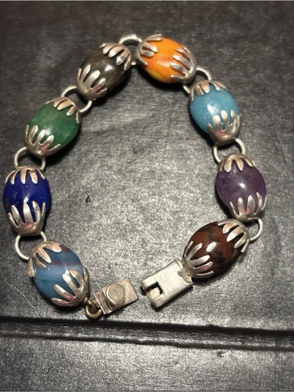 Vintag Sterling Silver Multicolor Stone bracelet